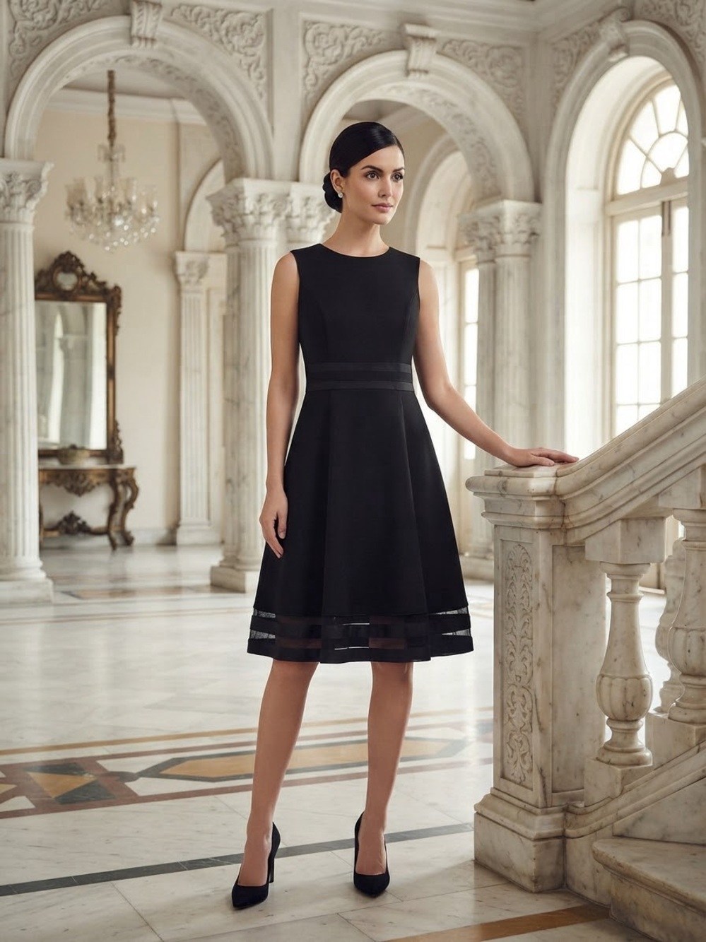 Calvin Klein Black Sleeveless A-Line Cocktail Dress